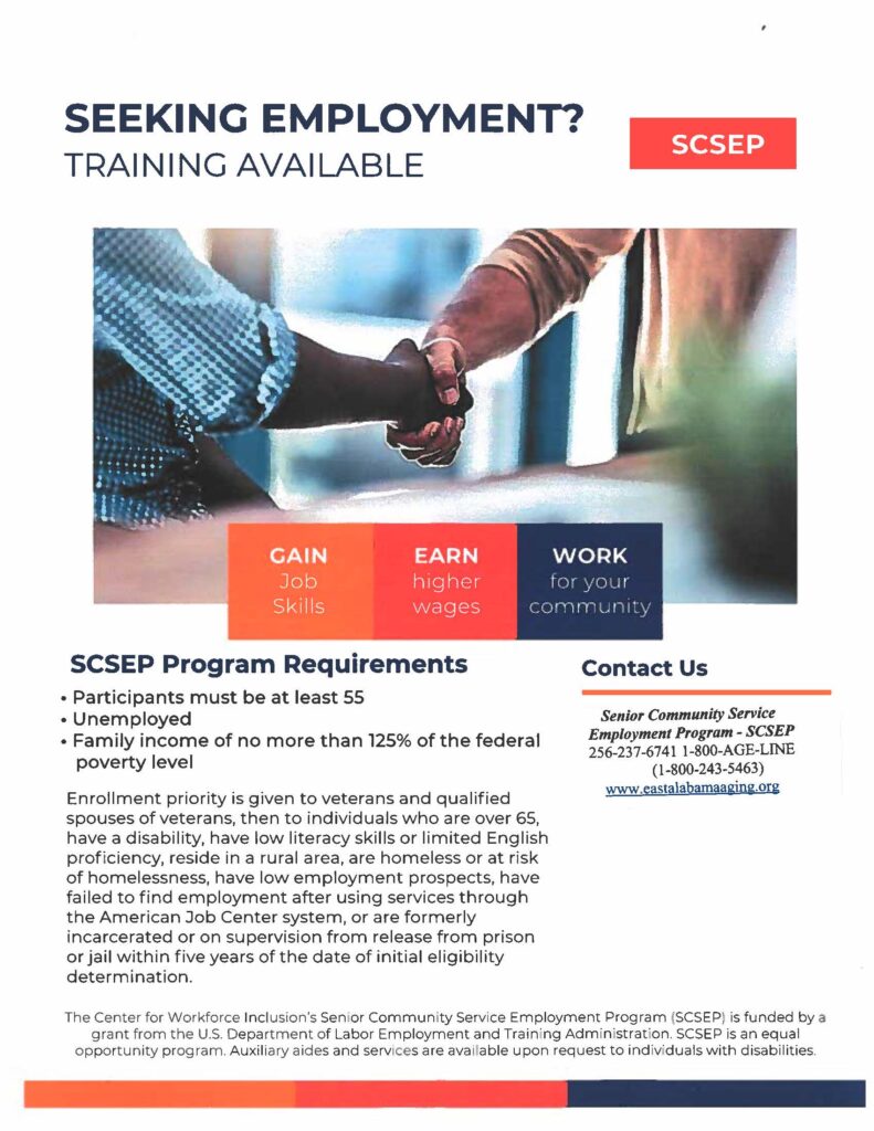 Senior Community Service Employment Program Employment flyer